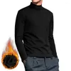 Pulls pour hommes automne hiver à manches longues sous-vêtements thermiques minces en peluche T-shirts col haut chemise à fond mince hommes