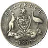 (1911-1935) 14 pezzi Australia sei pence monete copia