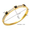 Bangle Jinhui Design Luxo Quadrado Cristal Incrustado Pulseira Charme Aço Inoxidável À Prova D 'Água Para Mulheres Presente Moda Jóias