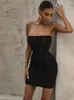 Sukienki swobodne rlmababy letnie kobiety bez ramiączek zobacz przez siatkę mini bodycon sukienkę seksowną gorset solidny biały krótki chudy