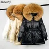 Womens Down Parkas Janveny Inverno Feminino Parkas 90% Pato Branco Down Jacket Grande Real Raccoon Fur Collar Com Capuz Quente Womens Feather Coat Outwear 231129