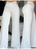 Pantaloni da donna eleganti a vita alta svasati da donna da ufficio casual incrociati pantaloni a rete velata vestiti 231130