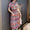 Casual Dresses Square Collar Puff Short Sleeve Cutout Brodered Dress for Women Retro Fashion Bandage Design Summer Nya klänningar 2023