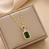 Collane con ciondolo Moda in acciaio inossidabile Quadrato dorato con strass di diamanti colorati Pendenti per gioielli da donna Regali pendenti