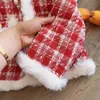 INS Girls Plaid Vêtements de laine Ensembles Enfants Treillis rouge Jupes d'extérieur à simple boutonnage 2pcs Enfants de Noël épaissir les tenues de fête S0908