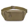 Högkvalitativa män Fanny Pack Chest Shoulder Bag med 3 fickor Nylon minitär midja väska dragkedja Belt BACK KHAKI 220112288M