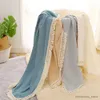 Filtar Swaddling New Organic Cotton Newborn Muslin Swaddle Baby Fashion Soft Fringe Swaddle Wrap Filt Cute Spädbarn Sovande quilt -säng Cover R231130