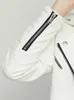 Womens Leather Faux Spring Autumn Women Moto Biker White Jackets Kvinna Vintage Black Pu High Street Dragklappar Rockar kläder 231129