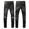 Jeans Herren-Oberbekleidung, schwarz, zerrissen, Biker-Slim-Fit, Biker-Denim für Herrenmode, blaue Hosen für Herren