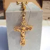 Colares pendentes mulheres leais finas amarelas 18 K Gold maclol Santo Rosário Jesus Cruz Bomadas de Chain Colar Colar