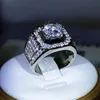 Pierścienie ślubne luksus 925 srebrnych mężczyzn para aaa kryształ cyrkon kamienna obrączka ślubna genialne zaręczyny Zaangażuj pierścienie imprezowe z 9 231129