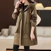 Casacos de Trench das Mulheres Primavera Outono Casaco Mulheres 2023 Moda Coreano Solto Casual Mid Long Hooded Overcoat Feminino Outerwer