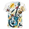 Camisetas masculinas Nota musical 3D Impressão divertida T-shirt Men Ladies Fashion Fashion Sexy Harajuku Top Tee Funny Shirt