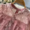 Vestido de pastel de malla elegante e impresionante francés, vestido de verano para mujer, figura pequeña con cintura hacia arriba y falda fina de corte A