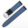 Watch Bands Silicone & Leather Watchstrap 20mm 22mm Rubber Band Black Blue Color Waterpoof Soft Bracelet Men's Women Replacement