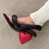 Slippers sweet Love shaped heel summer shoe leather sandals buckle fashion sexy high heels party dress casual flip flops 231130