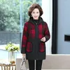 Women's Trench Coats Women's Winter Jacket Fashion Add Fleece Hooded Autumn Coat Parkas Warm Down Cotton Jackets Female Plaid Overcoat