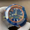 Foto super real vs fábrica automática cal.8906 Assista Men's 45,5mm Big Sapphire Glass Blue Dial Bezel 600m Rubber Strap Sport Sport VSF Relógios mecânicos