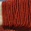 5 fili genuini rari corallo rosso perline tonde lisce pietra naturale pietra preziosa 3-4mm 16 pollici293P