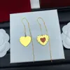 Fashion V Brand Heart Love Long Moucrnes Oreilles Designer Luxury Bijoux Femme Gold Oreille d'oreille Classic Classic Ooy Ooy Party Party Jewerlry Eartrop