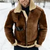 Mens Jackets Thickened Jacket Warm Faux Leather Large Lapel Contrasting Color European American suede fur onepiece jacket 231129