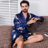 Men's Robes Hommes Rob ensemble Kimono vêtements de nuit Robe ceintures élastiques deux pièces costume chinois Dragons soie hommes pyjamas Robe avec short Men Nightgowns L231130