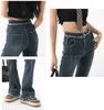 Женские джинсы весна 2023 г., дамы, уникальные микро -вспышки ретро -ретро высокая талия для женской одежды мешковатые штаны с широкой ногой Y2K 3879DP