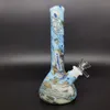 El tubo de agua que fuma del silicón de la cachimba que brilla en la oscuridad de 7 pulgadas Bong el pelele con el cuenco de cristal de 14m m azul