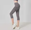 Pantalon actif 3/4 Yoga femmes Leggings de gymnastique poche en maille noir mollet femme Fitness Sport Capri pantalon femme taille haute