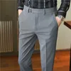 Мужские костюмы Осень Pantalon Homme Fashion Metal Decor Mid -талия брюки мужская одежда Slim Fit Casual Office Blous