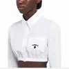 Designers Letter Borduurwerk dames blouse mode luxe down collar down pocket pocket shirts met lange mouwen crop party dames tops