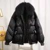 Women s Leather Faux Winter Coat for Women Cotton padded Clothes Black Vintage Thickening Parkas Loose Casual Oversize Jacket 231130