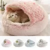 kennels pens Winter Long Soft Plush Round Cat Bed Pet Mattress Warm Comfortable Basket Dog 2 In 1 Sleeping Bag Nest For Small Dogs Catsvaiduryd