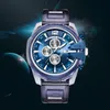 Män lyxdesigner automatisk kvarts otm dnly the mode 55mm 30atm titta mens auto 5 händer klockor armbandsur