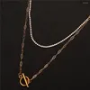 Choker Minamama Multilayer Rostfritt stål Rhinestone Crystal Chain Halsband för kvinnor Papperklipp Växla halsbandsmycken