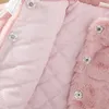 Down Coat Autumn Winter Warm Faux Fur Coat For Girls Jacket Baby Snowsuit Sweet Christmas Princess Outwear 1-5 Years Kids Clothes 231129