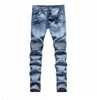 Męskie dżinsy modne czarne rozryte motocyklista Slim Fit Bikers Denim Slim Fit Motorcycle Bikers Pants