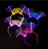LED Yeni Yıl Kafa Bandı Aydınlatma Fiber Optik Saç Çember Parlak Parti Sparky Glitter Headdress Tiaras Tatil Yeni Yıl Süslemeleri