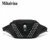 Mihaivina Punk Rivet Skull Men Waist Bag Women Black Fanny Pack Leather Chest S女性肩のメッセンジャーバムS 2202162308