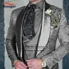 Męskie garnitury Blazers Męski pan młodzieńek młody Terno Suitu włoski projekt niestandardowy czarny palenie smoking 3-częściowy zestaw (spodni kamizelki kurtki) męski zestaw ślubny 231130