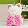 Faux Floral Greenery Novo Rosa Urso Flor Artificial Urso Presente para Namorada Mãe Festa de Dia dos Namorados Aniversário Noiva Chuveiro Premium 231130