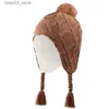 Bonnet/Crâne Caps Connectyle Enfant Garçons Filles Mignon Coton Chapeau D'hiver Doux Sherpa Doublé Tricot Enfants Chapeaux avec Oreillette Câble Bonnet Avec Pom-Pom Q231130