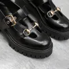 dames casual schoenen mode retro leer Britse casual kleine leren schoenen ontwerper dikke zolen verhogen metalen loafers