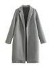 Dameswolmix TRAF Veelkleurige lange jas Damesmouwen Winter Vrouw Chique en elegante jas Mode Street chic Vesten 231129