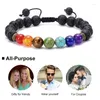 Filo di perline di pietra multiuso mescolate con perline onxy opache colorate, sette chakra, ciondoli energetici per yoga, bracciale da donna e da uomo