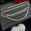 Luxury Brand Designer Pendants Necklaces Green Crystal Pearl Titanium steel Letter Choker Pendant Necklace Sweater Chain Jewelry Accessories With Box