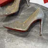 Туфли высшего качества, женские туфли на высоком каблуке, роскошные модные женские туфли с кристаллами и блестящей красной подошвой, классический дизайнерский каблук в стиле ретро 1515HJ