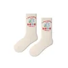 Chaussettes pour hommes femmes hommes coton caractères chinois bonne chance j'aime dormir lettre vache dessin animé personnalité tube moyen