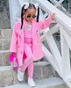 Clothing Sets Autumn Winter Girls Jackets Casual Coat T shirt Tight Pants 3 pcs Set Warm Long Kids Girls Clothes For 4 5 6 7 231130