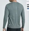 lu Uomo Yoga Outfit T-shirt sportiva a maniche lunghe Camicie stile sportivo da uomo Allenamento Abbigliamento fitness Elastico Abbigliamento sportivo ad asciugatura rapida Top Plus Size 5XL ghj Slim e slim